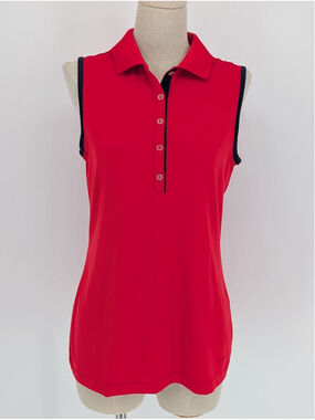 Nike Golf Tour Performance Polo S Red Black Dri-FIT Tonal Polka Dot Collar SP13